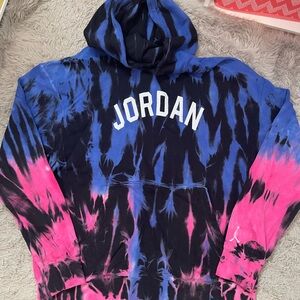 Jordan Hoodie with Blue and Pink Tie-Dye